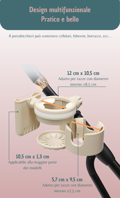 Portabicchieri 3 in 1 per Passeggino