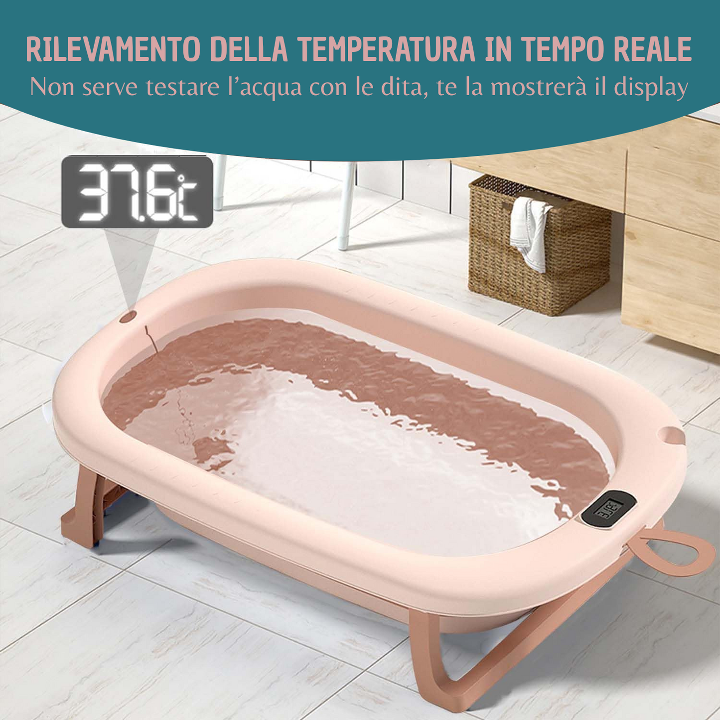 🛁 Vaschetta da bagno pieghevole per neonati – Comfort e sicurezza a portata di mano