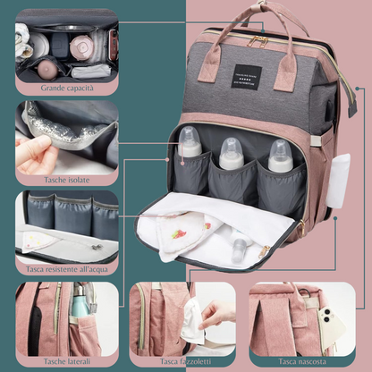 Zaino 3 in 1 con culla portatile