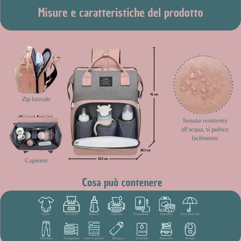 Zaino 3 in 1 con culla portatile